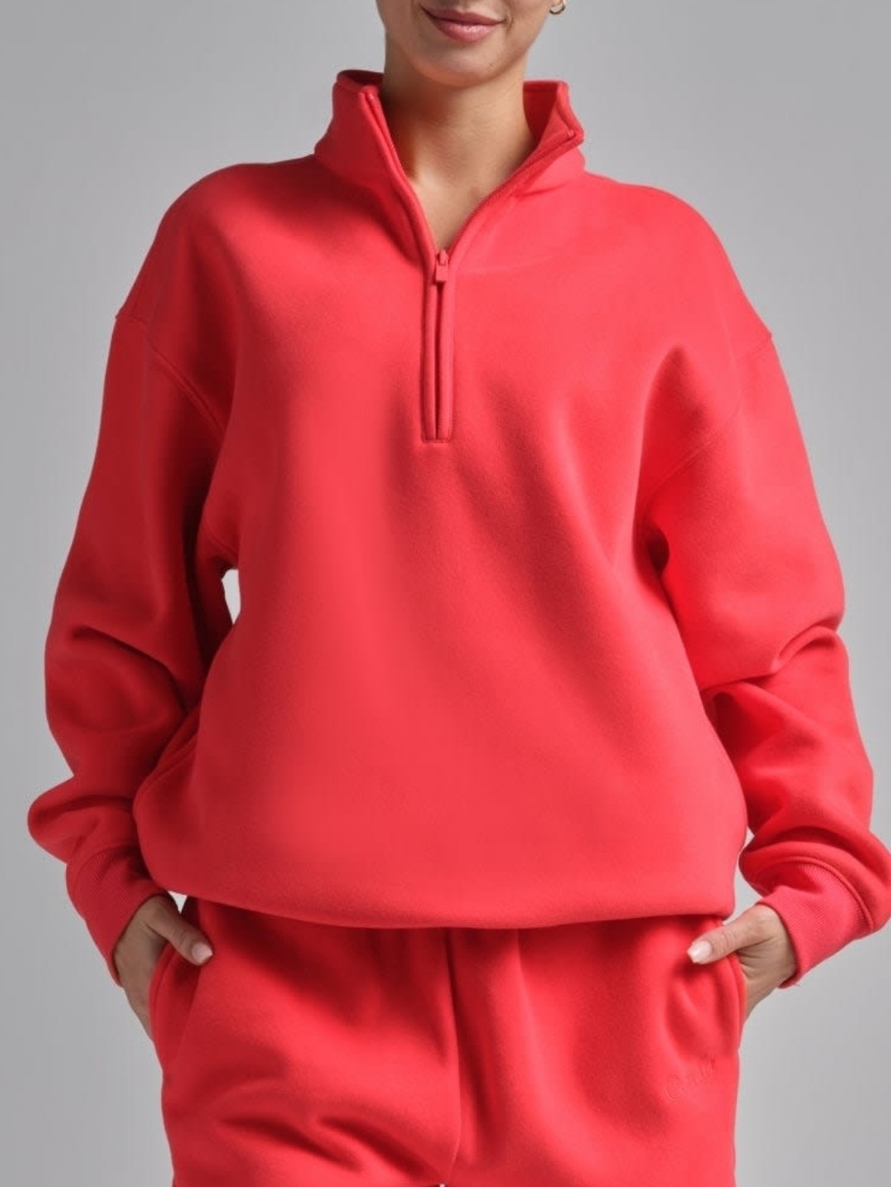 Comfrt Basic Quarter Zip Pullover Sweatshirt  Size XS